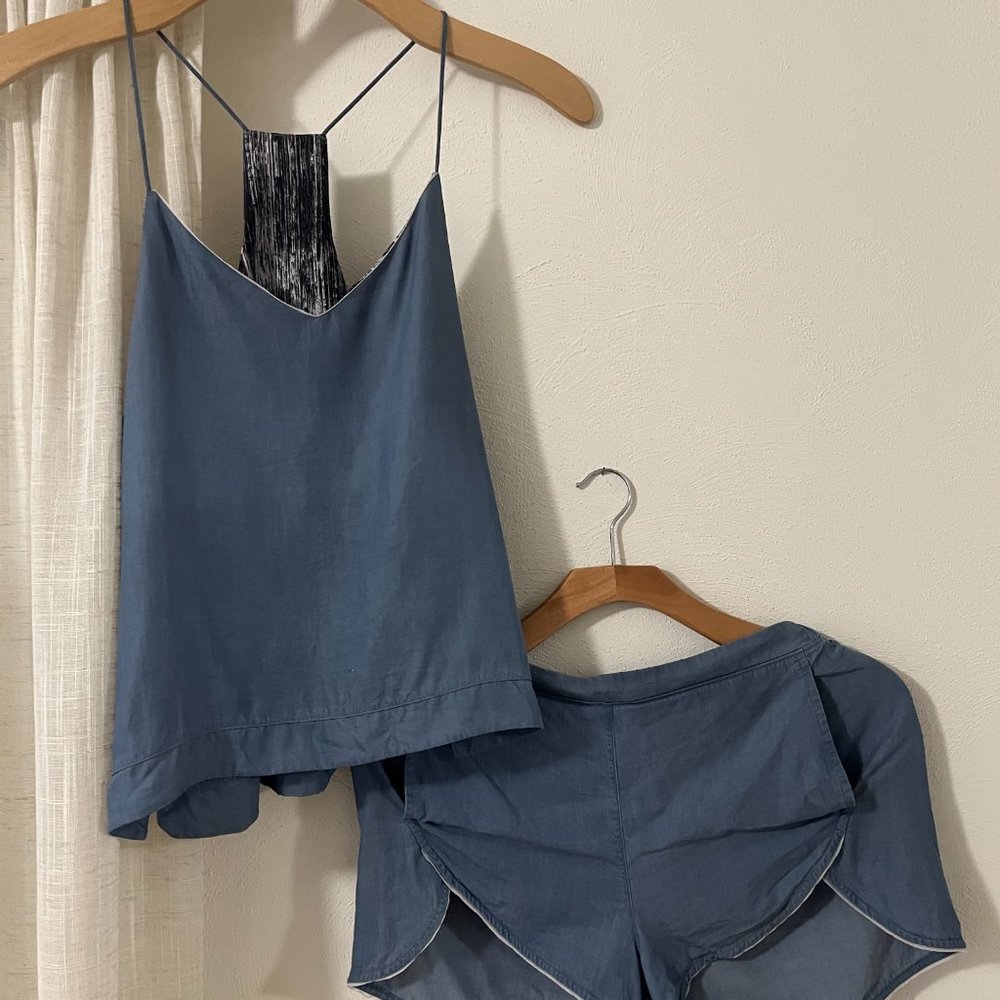 Lululemon Wake and Flow Denim Set - top and shorts - size 8
